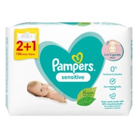 Pampers Sensitive Wipes Υγρά Μωρομάντηλα 156 τεμάχ