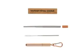 Boobam Straw Pocket Rose Gold Χρυσό Ροζ Καλαμάκι 1