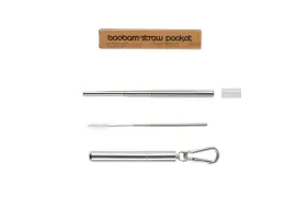 Boobam Straw Pocket Silver Ασημί Καλαμάκι 1 τεμάχι
