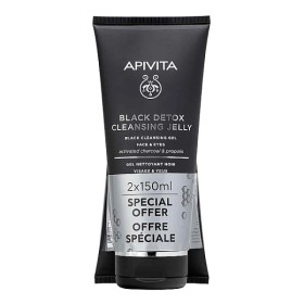 Apivita Black Detox Cleansing Jelly for Face and Eyes Μαύρο gel καθαρισμού για πρόσωπο και μάτια 2Χ150ml