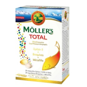 Omega 3 Vitamins and Minerals Mollers Total Tabs 28 + Caps 28 pcs