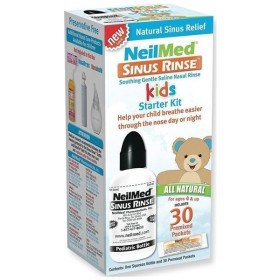 Neilmed Sinus Rinse Kids Starter Kit Nasal Wash System For Children Over 4 Years 120ml 30 Spare Sachets