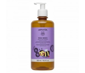 Apivita Mini Bees Gentle Kids Shampoo Blueberry & Honey Απαλό Σαμπουάν Για Παιδιά Με Μύρτιλο & Μέλι 500ml